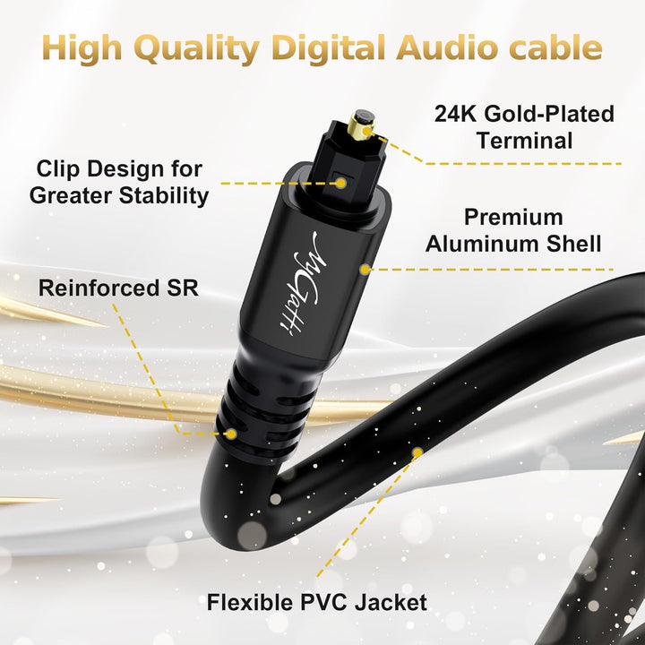 Optisches Audiokabel 20m, Toslink Optical Digital Audio Kabel (S/PDIF Verlustfreie Klangqualität), L