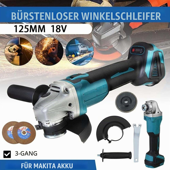 Youyijia Akku Winkelschleifer 800 Watt Scheiben-Ø 125 mm Leerlaufdrehzahl | 0-20.000U/min 18V Winkel