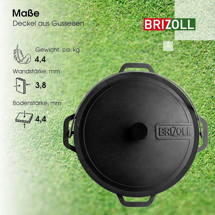4BIG.fun 15L Gusseisen Schwenktopf Kazan Asia Kasan mit Deckel aus Gusseisen Grillwok Wokpfanne Gril