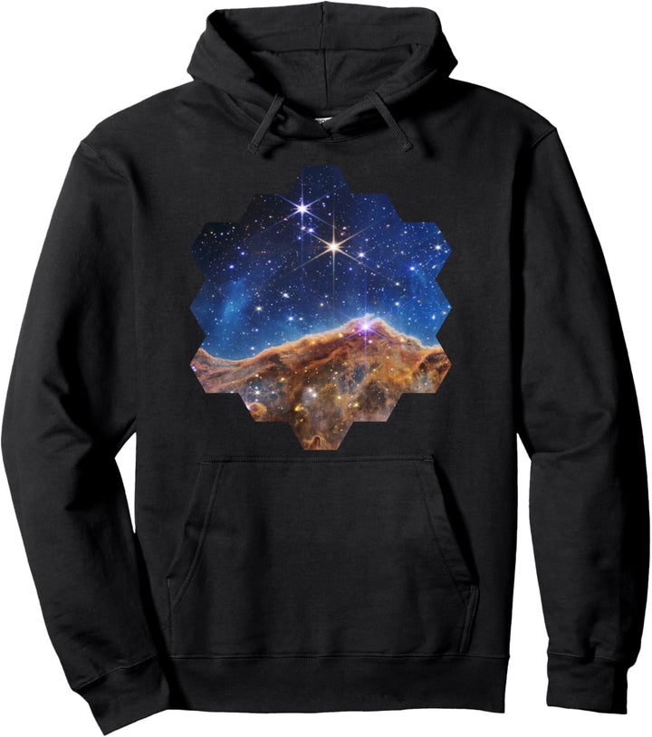 JWST Carina Nebula Sechseckige Form von James Webb Spiegel Pullover Hoodie