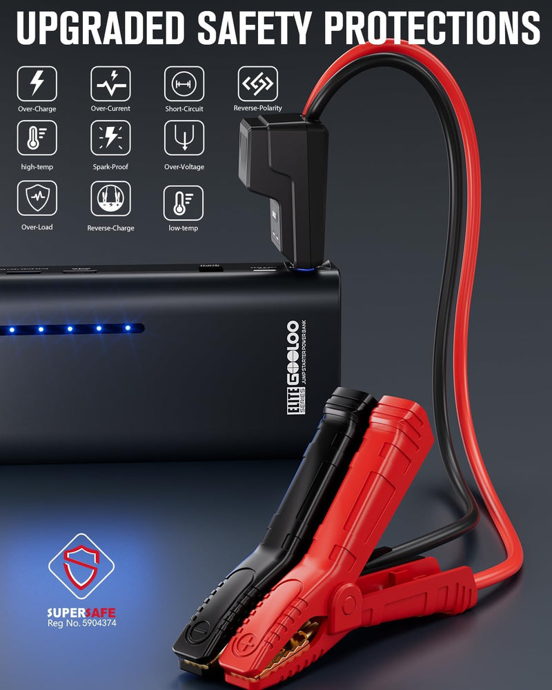 GOOLOO 3000A Starthilfe Powerbank, Powerbank Auto Starthilfe 12V up to 8.5L Benzin or 6.0L Diesel Mo