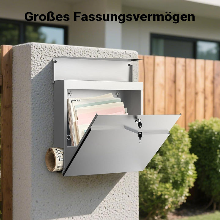 Moderner Design Briefkasten V19 Wandbriefkasten Post Edelstahl Zeitungsrolle Mailbox