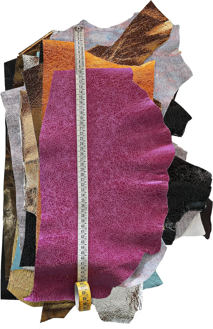 LA GARZARARA Craquele-Leder, Crack-Effekt, laminiert und nicht, Leder aus Stücken, verschiedene Farb