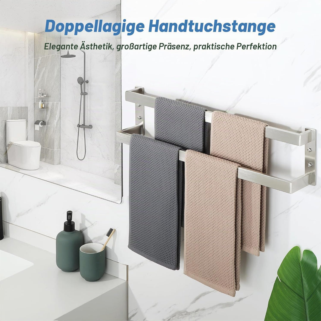 Mooche Handtuchhalter, Handtuchstangen Wandhalterung,Double-Layer Handtuchhalter, 304 Edelstahl Hand