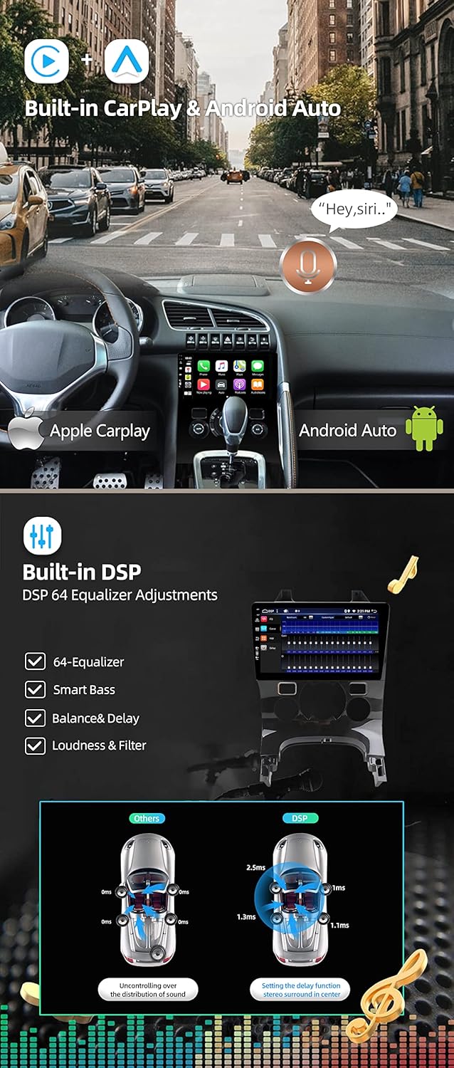 JOYX - [6G+128G] Android 13 Autoradio Passt für Peugeot 3008 (2013-2018) - Eingebaut DSP/Carplay/And