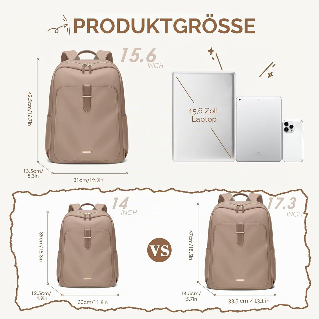 Rucksack Damen Herren Elegant,16 Zoll Laptop Rucksack Wasserdicht mit Laptopfach, Business Laptoptas