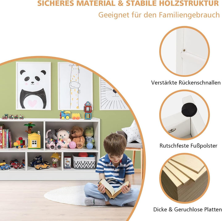 COSTWAY Kinder Spielzeugschrank Holz, Spielzeugregal mit 2 grossen Fächern und 3 kleinen Fächern, of