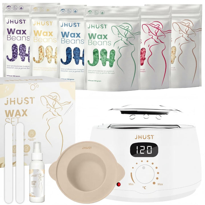 Wachswärmer-Set Grau mit 600 g Wachsperlen und umfangreichem Zubehör, inklusive After-Wax-Spray, Wac