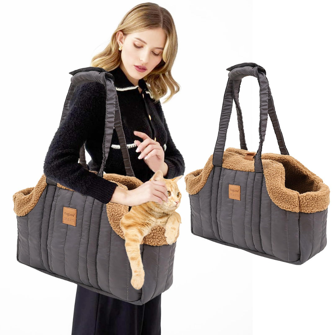 PETCUTE Tragetasche Hund und Katzen,Faltbare Warm Hundetragetasche Schultertasche mit Sicherheitshak