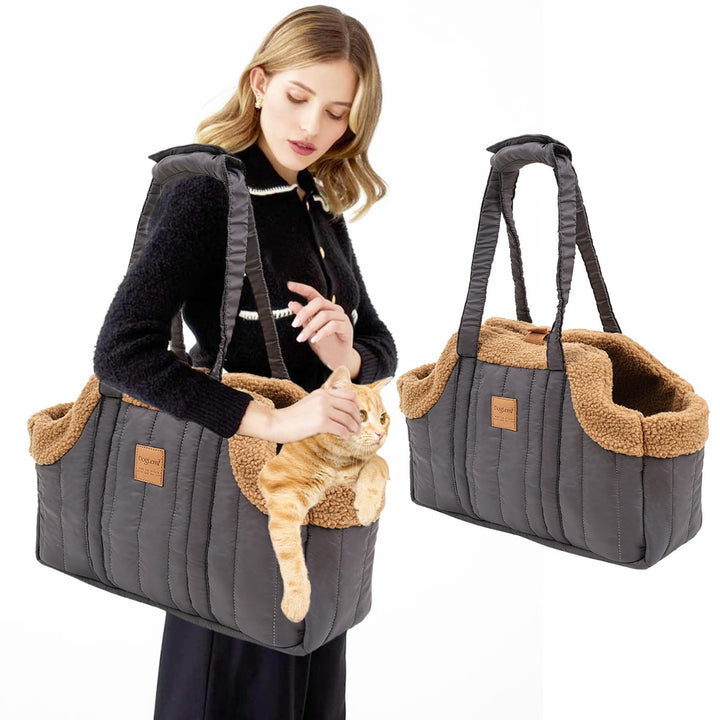 PETCUTE Tragetasche Hund und Katzen,Faltbare Warm Hundetragetasche Schultertasche mit Sicherheitshak