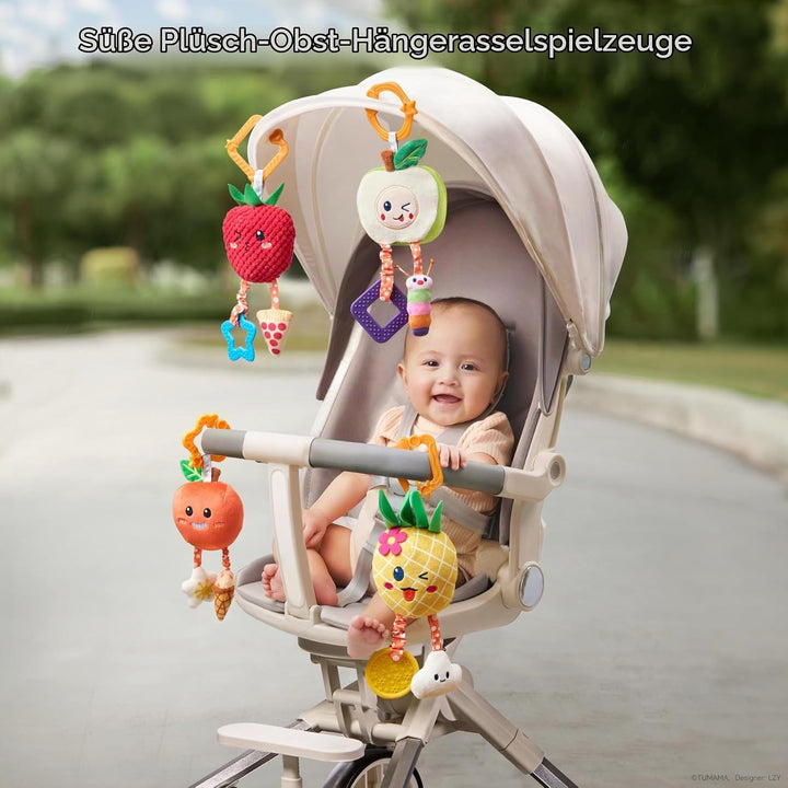 OR OR TU Baby Spielzeug 0 3 6 9 12 Monate Kinderwagenkette with Beissringen Glocke 4Stück Niedliche
