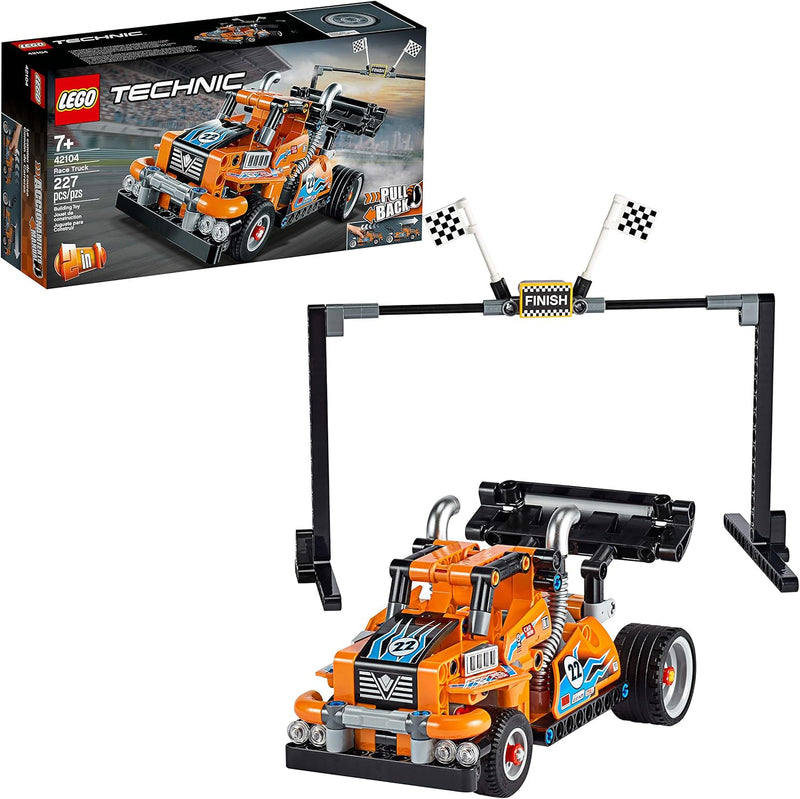 LEGO 42104 Technic Renn-Truck oder Rennauto, 2-in-1 Modell mit Rückziehmotor, Sammlung von Rennfahrz