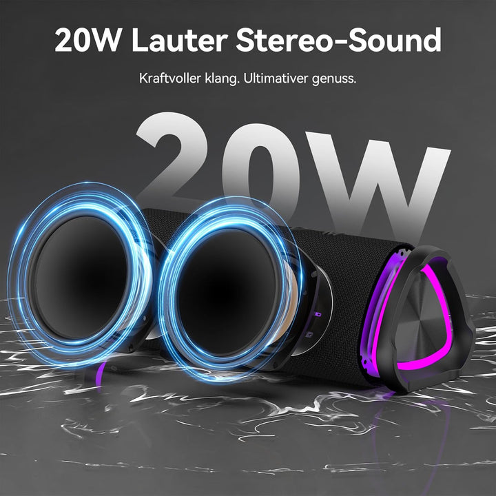 oraolo Bluetooth Lautsprecher Tragbar Musikbox Wireless Speaker | Bluetooth 6.0 20W 24 Std. Akku Dua