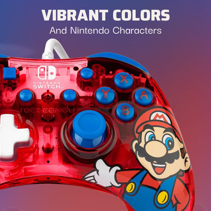 PDP Rock Candy verkabelt Gaming Switch Pro Controller - Mario - Rot - Official License Nintendo - OL