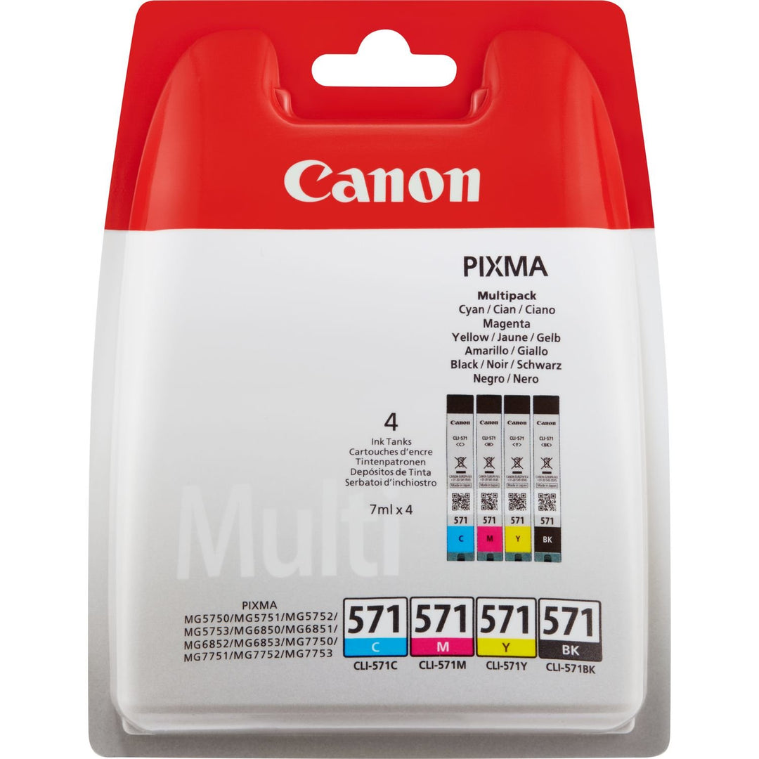 Canon CLI-571 PIXMA Tintenstrahldrucker Original, BK/C/M/Y, each 7ml BK/C/M/Y CLI-571/Multipack (Ver