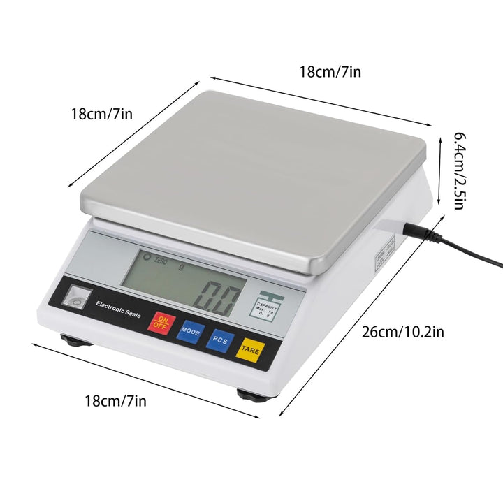Elektronische Laborwaage Digitalwaage 6kg/0,1g | Edelstahl Küchenwaage, LCD Zähl- und Tarafunktion Z