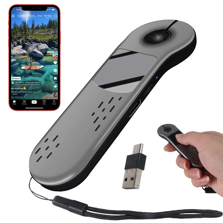 Fingerspitzen Scrolling Mini Bluetooth-Maus,BT5.3+2.4G+USB-C,Drei-Modus+Touchpad,4in1Tragbare Page T