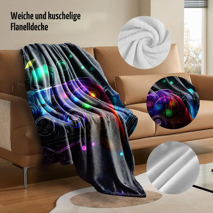 Gamepad Decke,3D Gamepad Muster Flanelldecke,Flauschig Weich Und Warme Zimmer Decor Decken,Für Teens