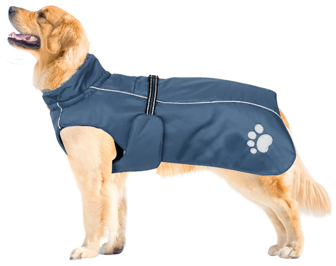 MOREZI Hundejacke Mantel, Winddicht wasserdicht, mit reflektierenden Streifen und einstellbarem Kord