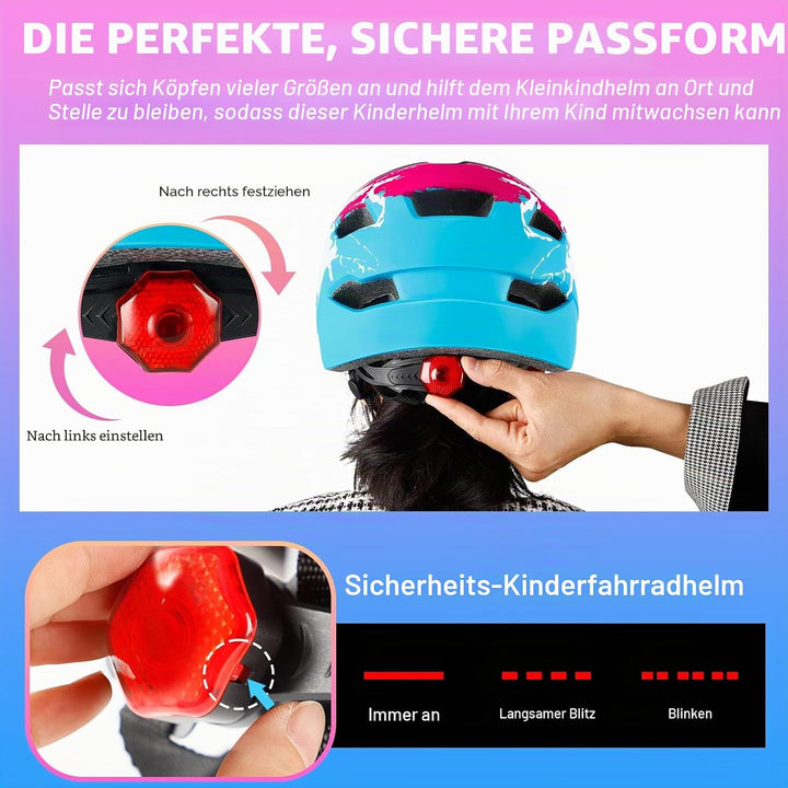 RaMokey Fahrradhelm Kinder, Fahrradhelm mit Licht für Kinder Leichter Kinderhelm mit Verstellbares Z