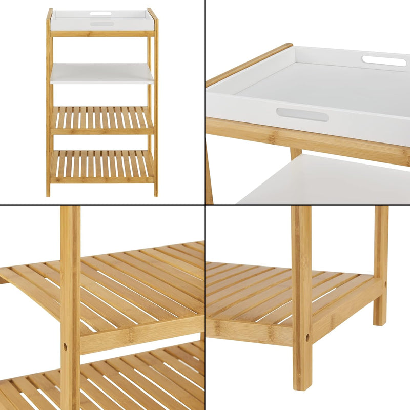 [en.casa] Bambusregal Kiuruvesi mit Tablettablage 70 x 43 x 33 cm Standregal mit 4 Ablagen Regal für