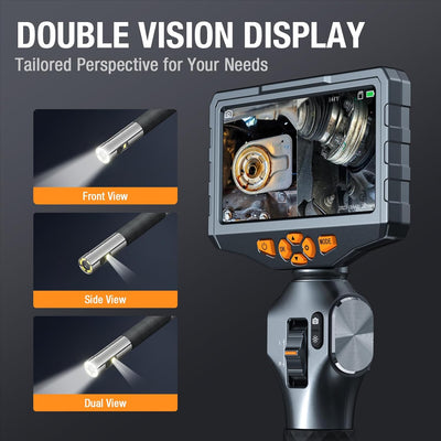 Teslong Dual Lens Endoskopkamera mit Licht, 6.5mm Drehbar Endoskopkamera, Endoskop 5.0 Zoll LCD-Bild