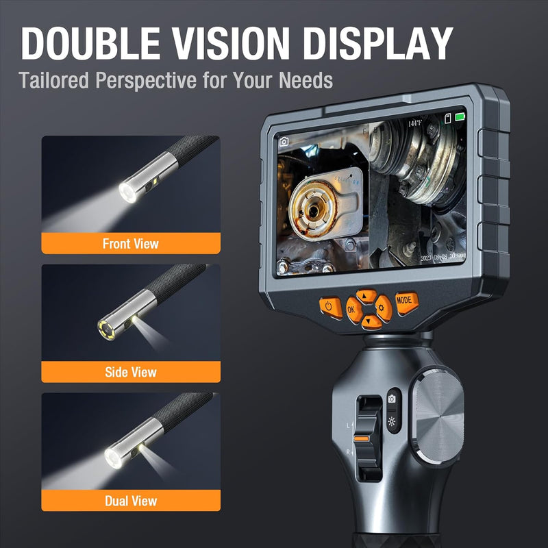 Teslong Dual Lens Endoskopkamera mit Licht, 6.5mm Drehbar Endoskopkamera, Endoskop 5.0 Zoll LCD-Bild