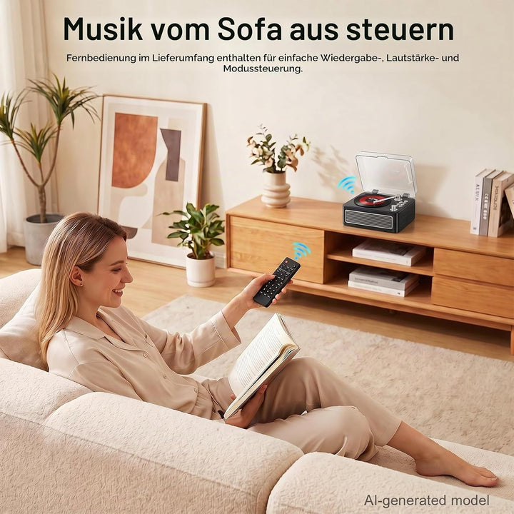 Gueray Tragbarer Bluetooth CD-Player mit Lautsprechern 3600mAh Wiederaufladbarer Vintage CD Spieler