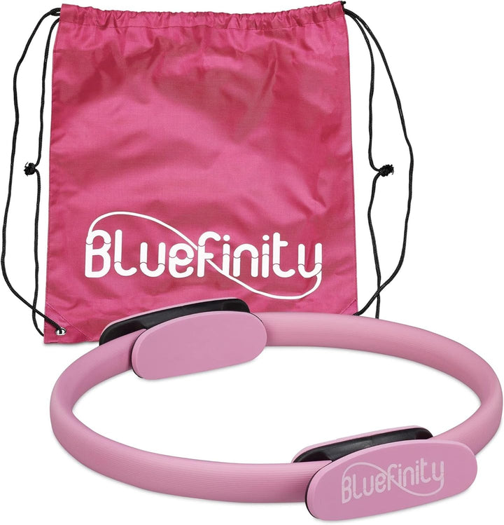 Bluefinity Pilates Ring mit Übungen, Doppelgriff, gepolstert, Widerstandsring Yoga, Fiberglas, Fitne