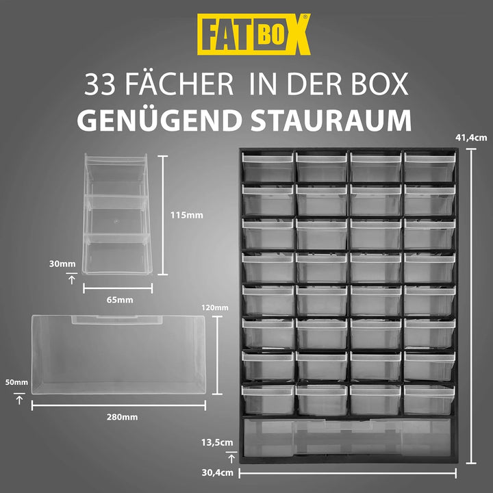 Fatbox Sortimentsbox mit 33 Schubladen | Kleinteilemagazin Sortimentskasten Sortierkasten