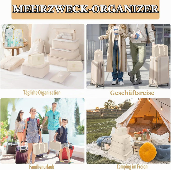 Koffer Organizer Set, 13 Stück Packing Cubes, Wasserdichte Kofferorganizer für Urlaub und Reisen, Tr