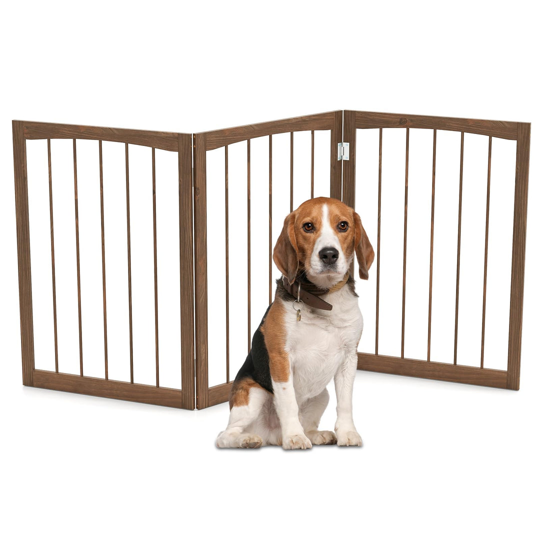 GYMAX Absperrgitter Hund 3-teilig, 159 x 76 cm Faltbar Hundegitter mit 180° Drehung, Schutzgitter Ho