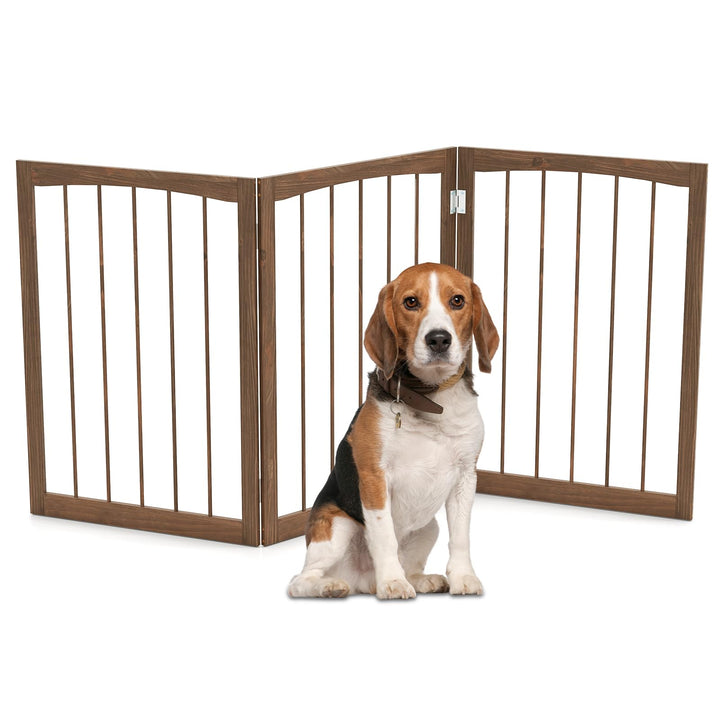 GYMAX Absperrgitter Hund 3-teilig, 159 x 76 cm Faltbar Hundegitter mit 180° Drehung, Schutzgitter Ho