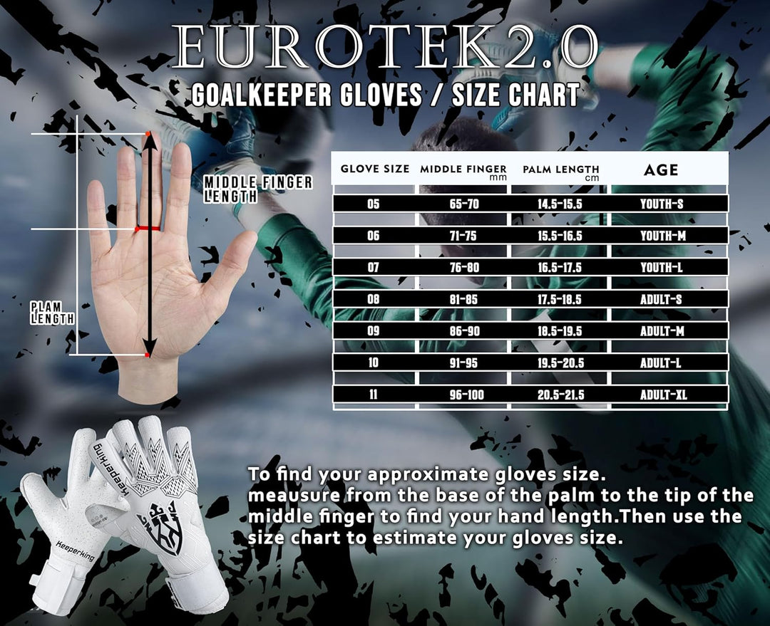 Keeperking Torwarthandschuhe für Erwachsene Fussballhandschuhe Herren Innennaht Profi Premier Grip 4