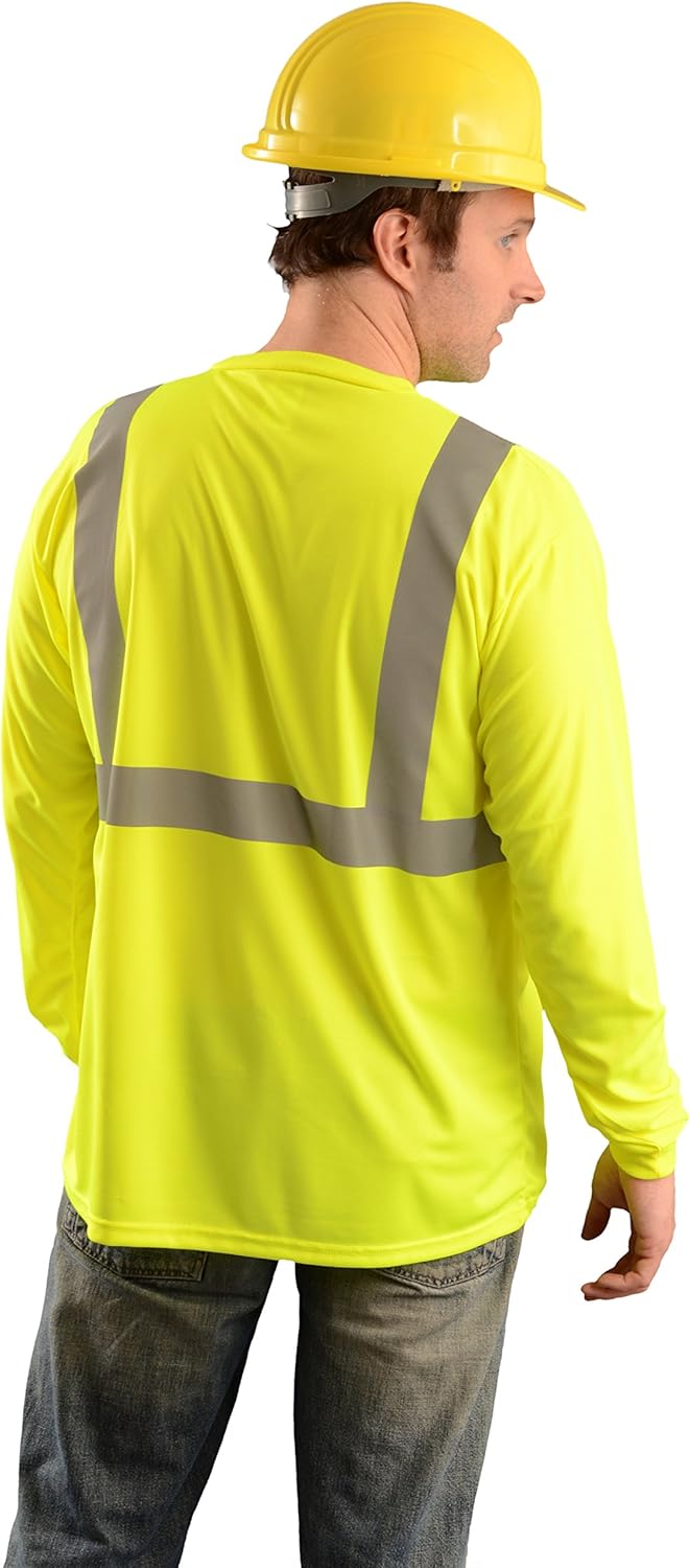 Occunomix LUX-LSET2B-YM Classic Long Sleeve Wicking Birdseye High Visibility T-Shirt, Medium, Yellow