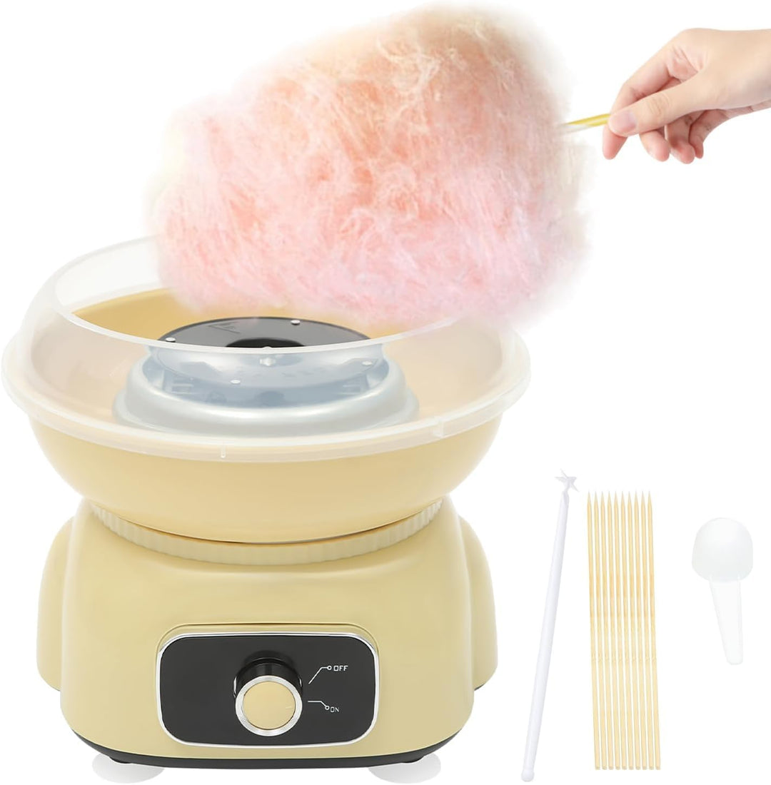Zuckerwattemaschine Set, 500W Zuckerwatte Maschine mit Plastikstab Löffel und 10 Bambus-Stäbchen, 18
