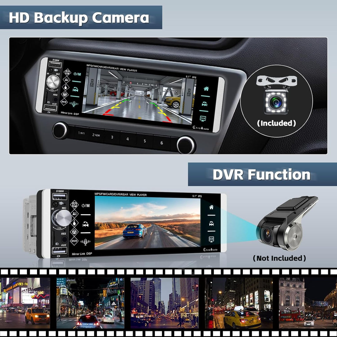 Hikity Wireless Carplay Autoradio 1 Din Drahtloses Android Auto mit 5 Zoll Auto Radio Touch Display