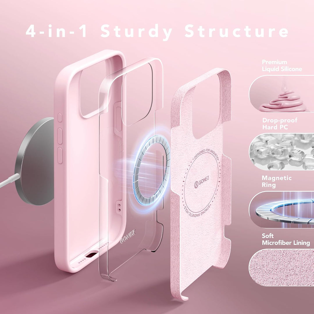 GONEZ für iPhone 15 Pro Hülle Silikon 6,1 Zoll &amp; Displayschutz, [MagSafe-kompatibel] dünne Handyhüll