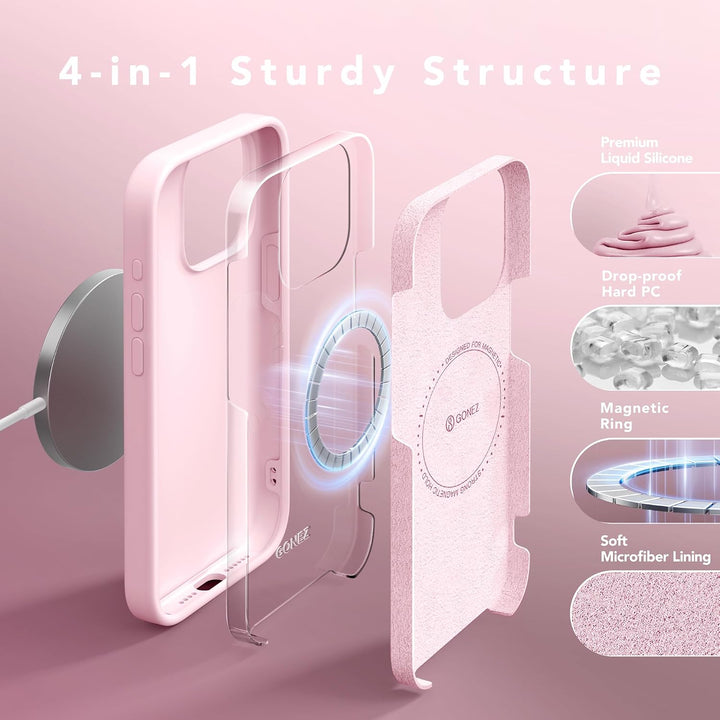 GONEZ für iPhone 15 Pro Hülle Silikon 6,1 Zoll &amp; Displayschutz, [MagSafe-kompatibel] dünne Handyhüll