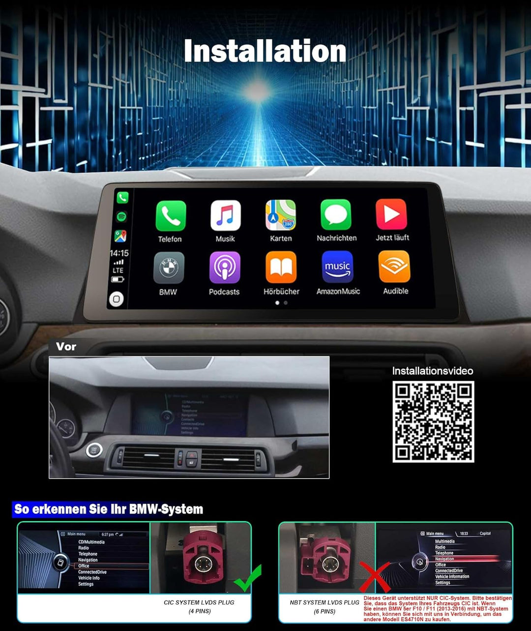 GONFEN 12,3" 8-Kern Android 12 DAB+ Autoradio 8GB+128GB Für BMW 5er F10/F11 (2010-2012) CIC GPS Navi