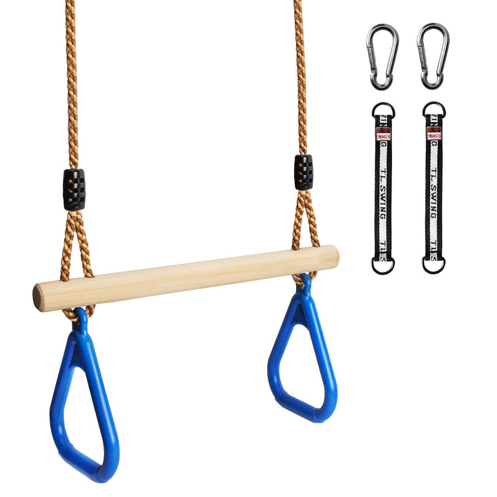 Katomi Multifunktions Kinderholz Trapeze Schaukel mit Kunststoff Turnringe zum Aufhängen belastbar b