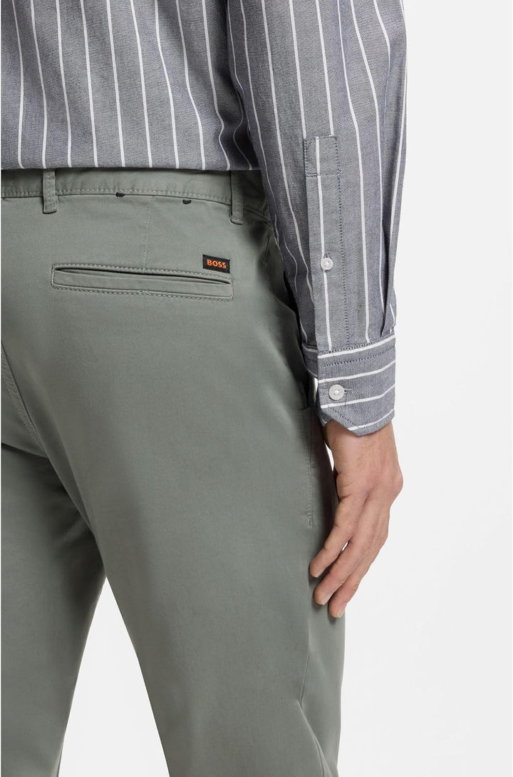 BOSS Herren Chino Slim Slim-Fit Chino aus elastischem Baumwoll-Satin 30W / 34L Open Grey76, 30W / 34