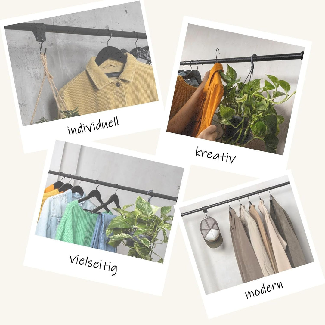 Kleiderstange Industrial Schwarz für Decke Deckenmontage Breite 120 cm x Höhe 60 cm Garderobe Flur D