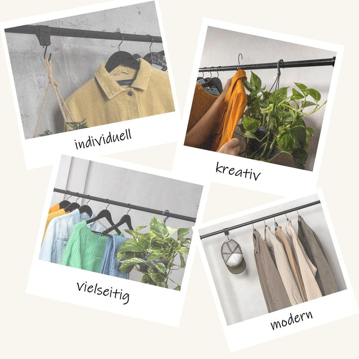Kleiderstange Industrial Schwarz für Decke Deckenmontage Breite 120 cm x Höhe 60 cm Garderobe Flur D