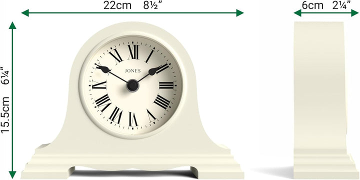 JONES CLOCKS® Speakeasy Tischuhr | Klassisches Napoleon|Hut|Design | Blasscreme | Römische Ziffern |