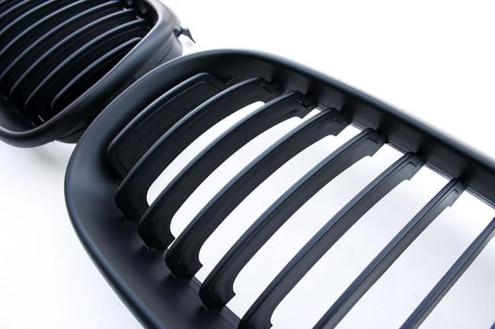 Kühler- Sport- Front- Rippen- Grill Schwarz Matt Eintragungsfrei Set Passend für BMW 5er E60 E61 03-