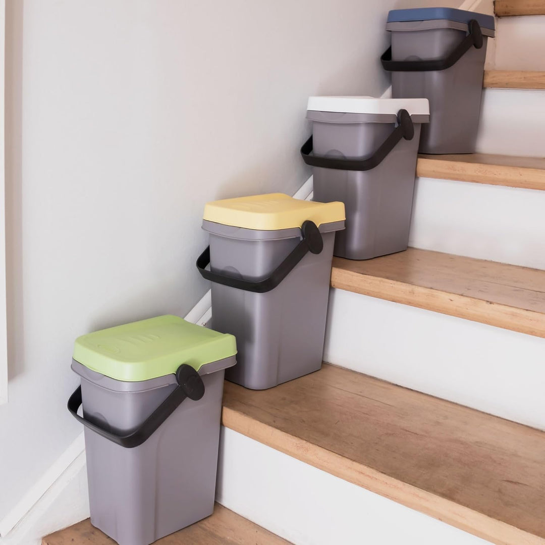 4x 7 Liter Windeleimer Geruchsdicht Blau Gelb Grün Weiss, Biomülleimer Küche, Bio Mülleimer Klein ve