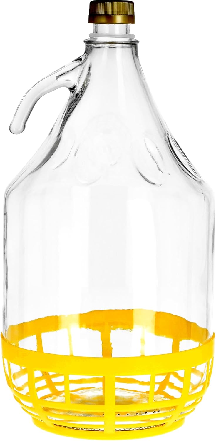 KADAX Weinballon 5L, Glasballon für Wein 6 stück, Weinfass aus Glas, Gärballon, Fass für Wein aus Gl