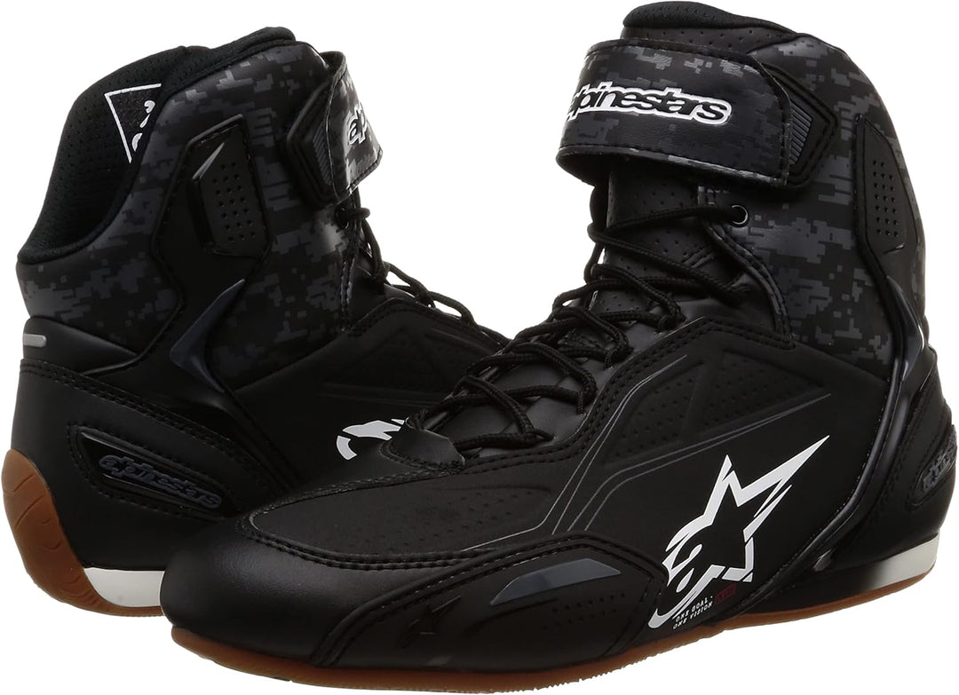 Alpinestars Faster-3 Shoes Black/White Herren Motorcycle Clothing, Black Dark Gray Gum