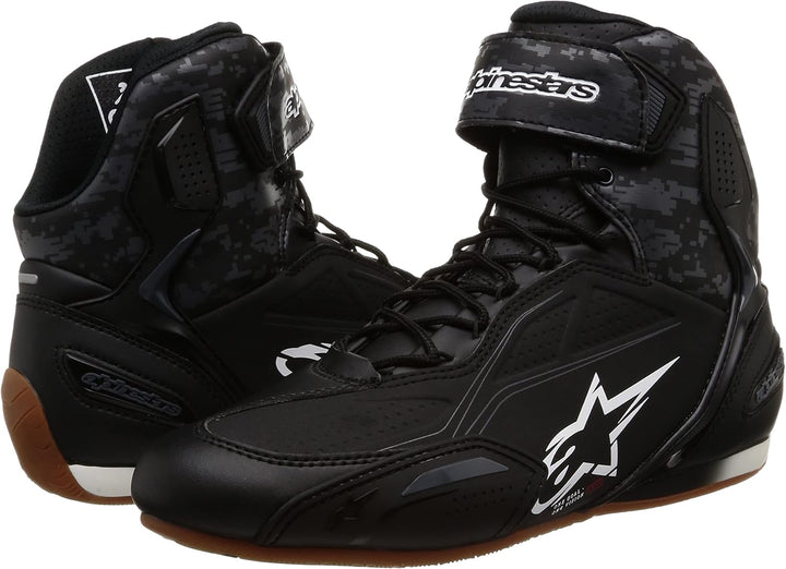 Alpinestars Faster-3 Shoes Black/White Herren Motorcycle Clothing, Black Dark Gray Gum